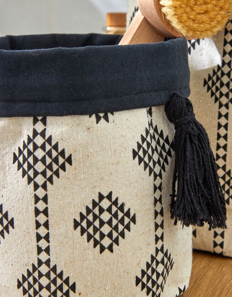 Cache-pot panier de rangement - lot de 2 (blanc / noir)