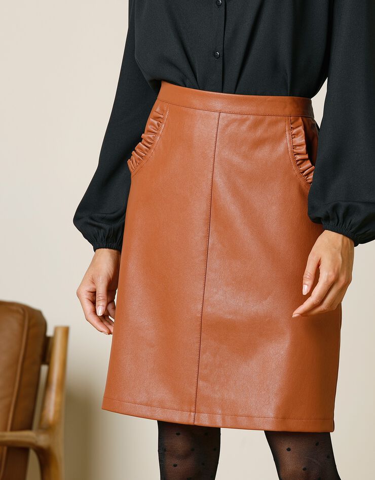 Jupe aspect cuir(1) (caramel) Jupe aspect cuir(1) (caramel)