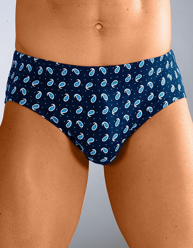 Slip fermé imprimé assorti taille confort - lot de 6 (bleu)