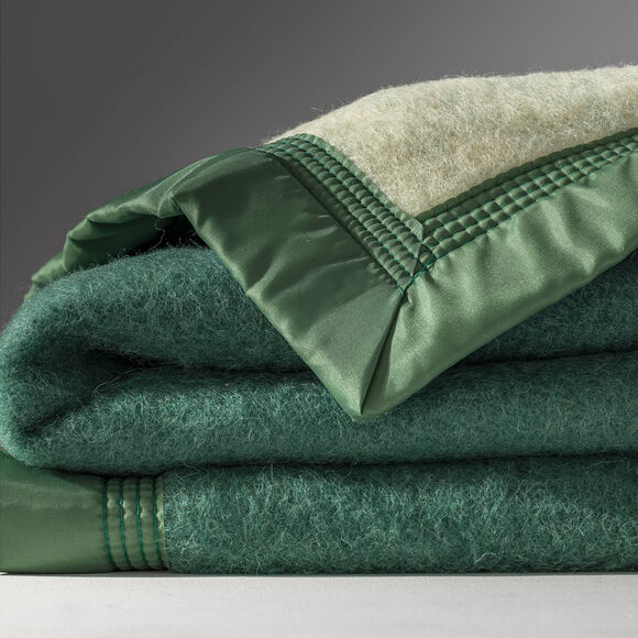 Couverture bicolore pure laine 800 g/m² (vert)