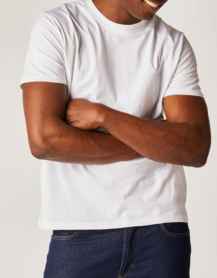 Tee-shirt col rond manches courtes - lot de 3 (blanc)