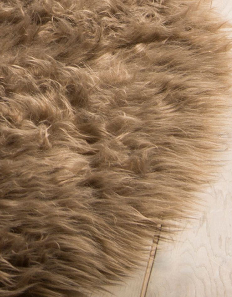 Tapis rond poils longs (taupe)