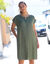 Robe courte boutonnée unie, fluide (kaki)