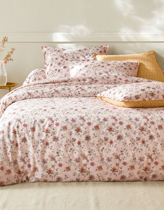 Linge de lit Margaux en coton imprimé fleurs perses (écru)
