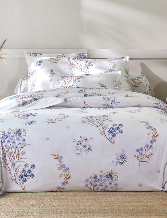 Linge de lit Madeleine coton (blanc / bleu)