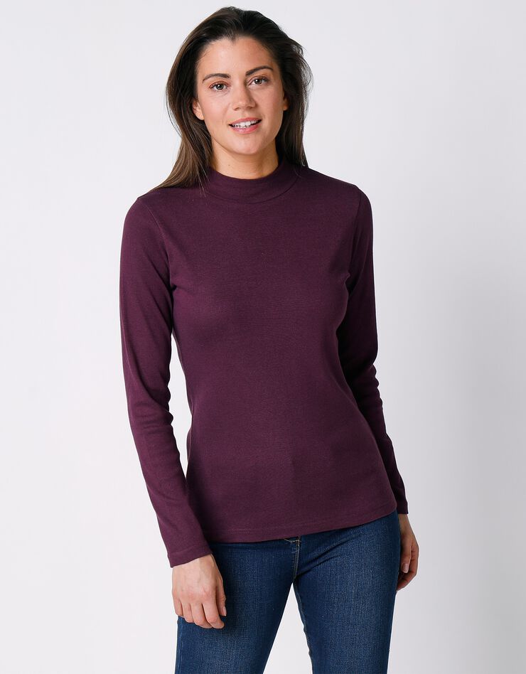 Tee-shirt col montant manches longues (prune) Tee-shirt col montant manches longues (prune)