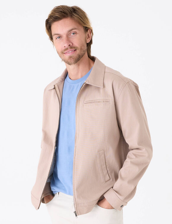 Blouson zipp&eacute; col chemise toile canvas  (sable)