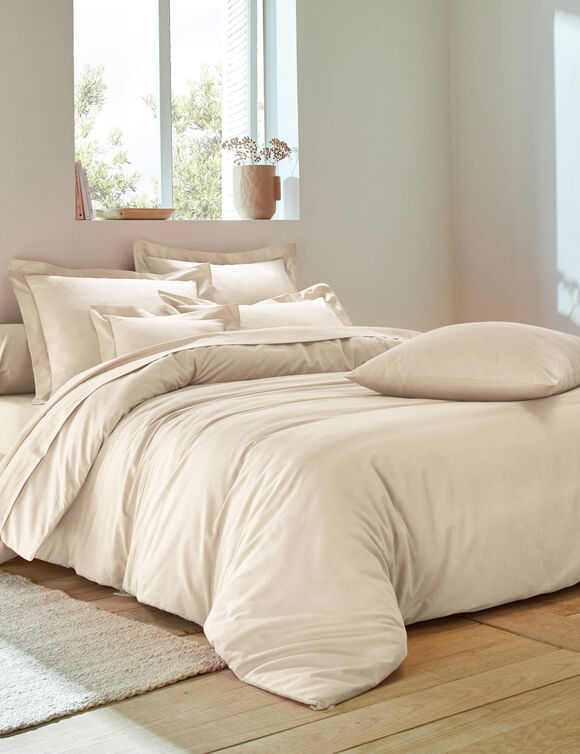 Linge de lit uni coton  (sable)