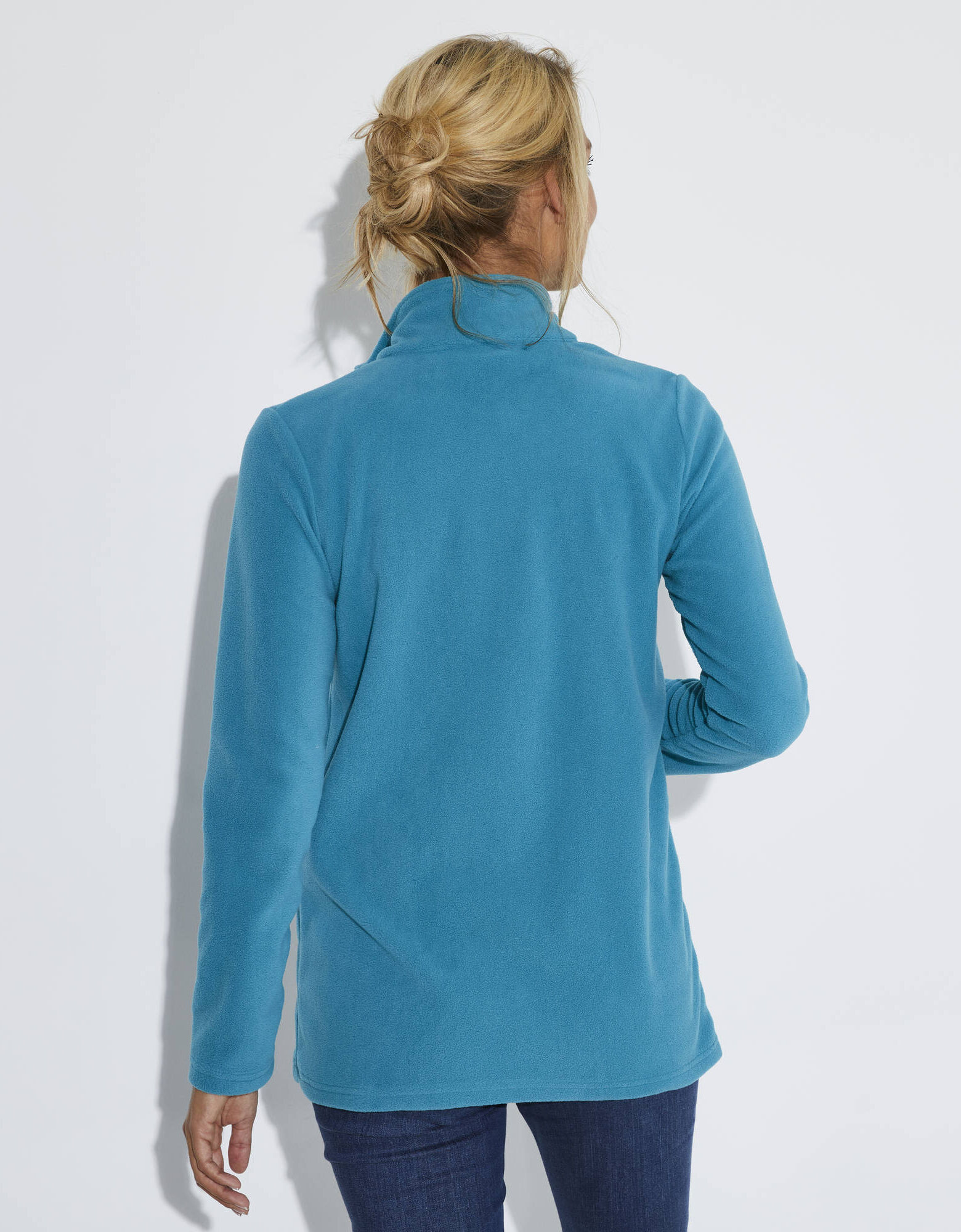 Veste polaire zipp?�e manches longues, bleu canard | Blancheporte