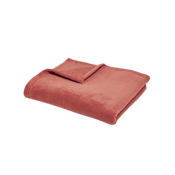 Plaid polaire toucher peluche (terracotta)