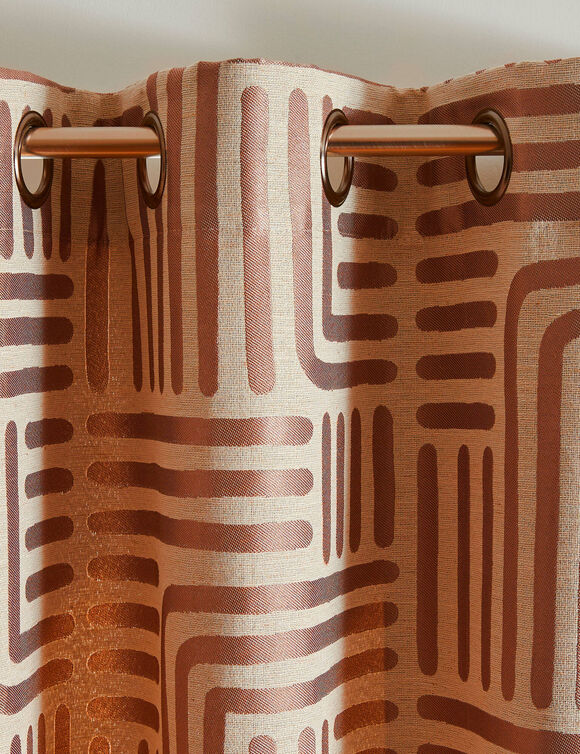 Rideau jacquard imprim&eacute; lignes (terracotta)