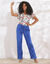 Pantalon large fluide uni (bleu)