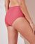 Bas de maillot de bain maxi taille haute maille nid d'abeille Vilorio (rose foncé)