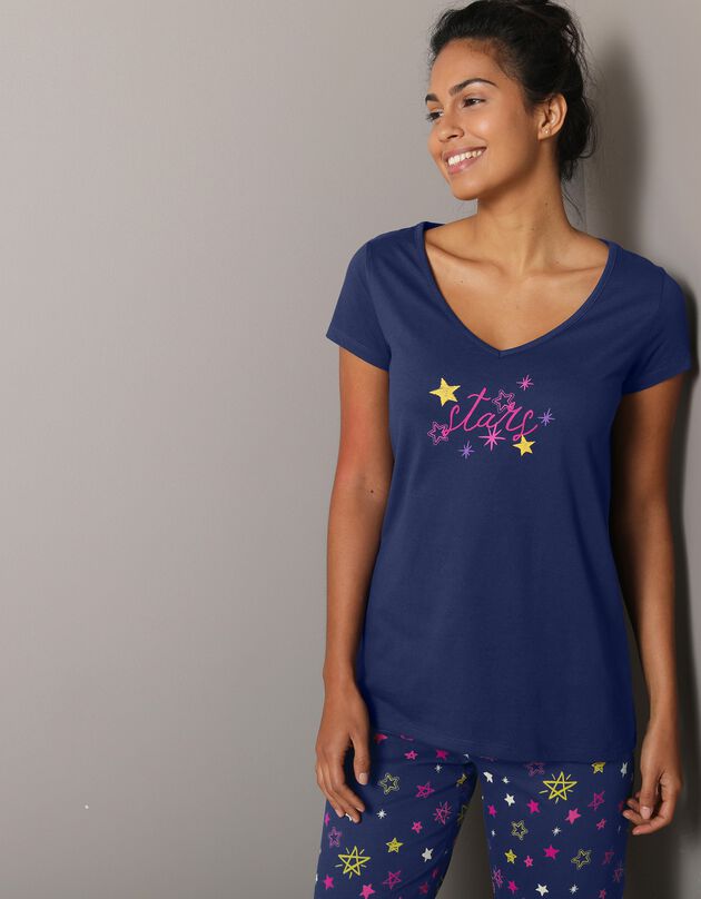 Tee-shirt de pyjama manches courtes imprimé Estrella  (marine)
