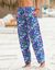 Pantalon large imprimé, taille élastiquée (violine / bleu)