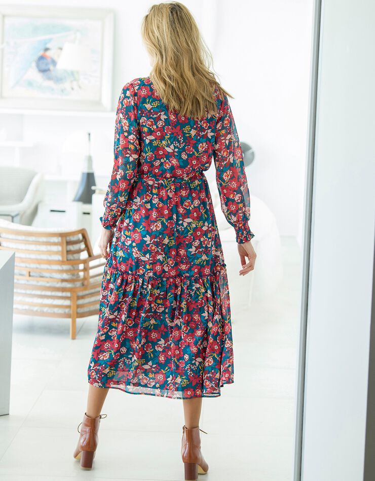 Robe longue voile imprimé (bleu nuit) Robe longue voile imprimé (bleu nuit)