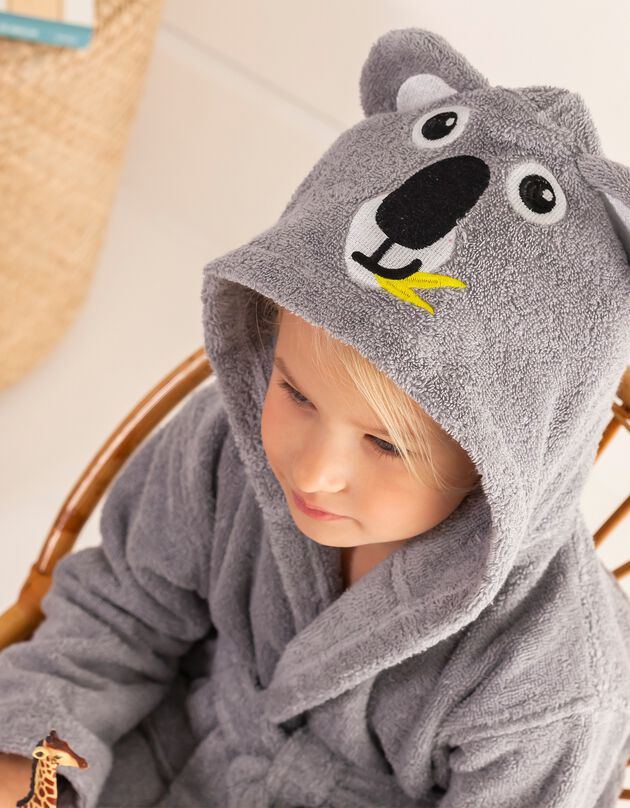 Peignoir de bain enfant koala éponge coton - 340g/m2 (gris)