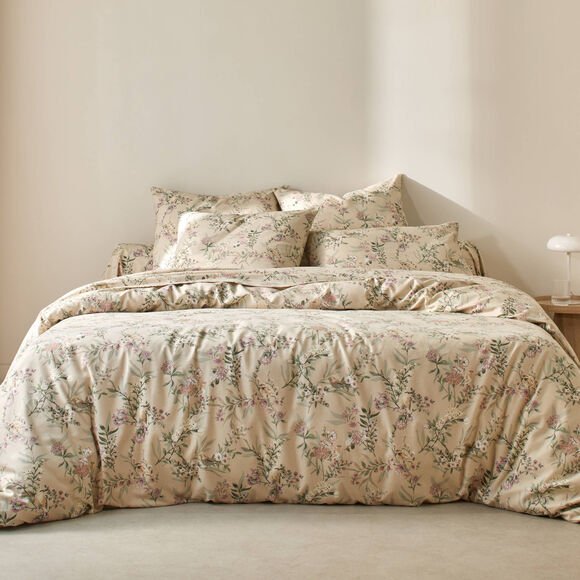 Linge de lit Yseult en flanelle imprim&eacute;e (sable)
