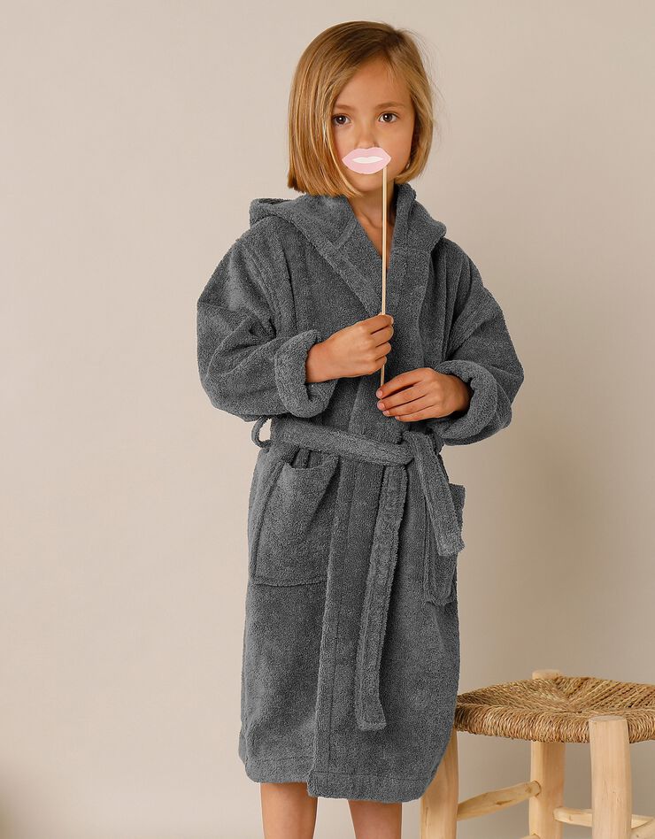 Peignoir de bain enfant chat à capuche (anthracite)