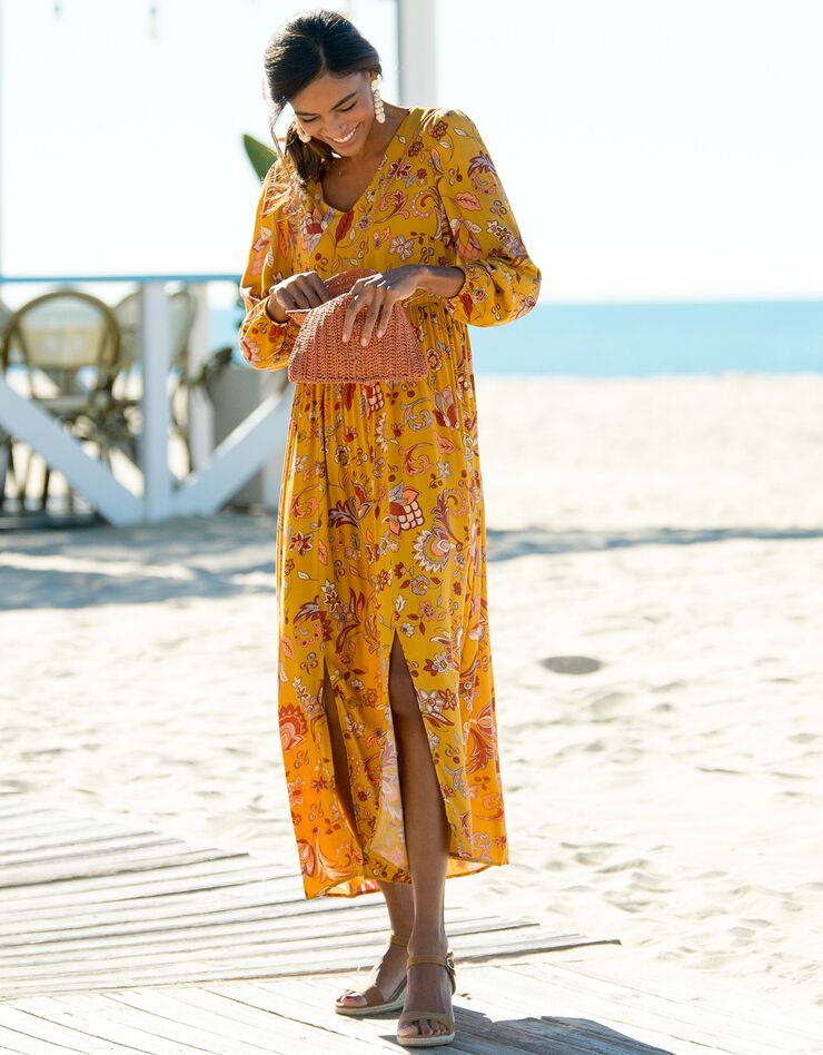 Robe longue imprimée (miel) Robe longue imprimée (miel)