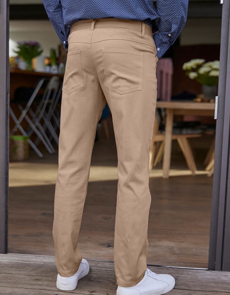 Pantalon droit 5 poches twill coton extensible (grège) Pantalon droit 5 poches twill coton extensible (grège)