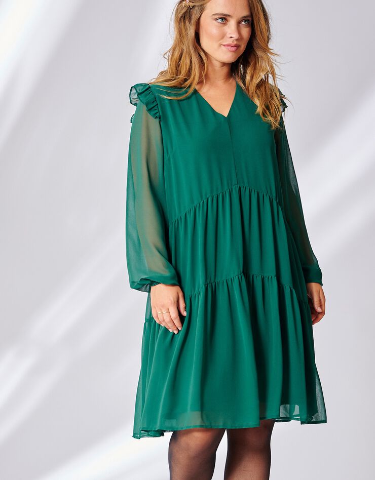 Robe volantée unie (émeraude) Robe volantée unie (émeraude)