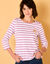 T-shirt marinière broderie coeur doré en coton biologique(**) (blanc / parme)