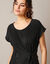 T-shirt tunique, maille plissée (noir)