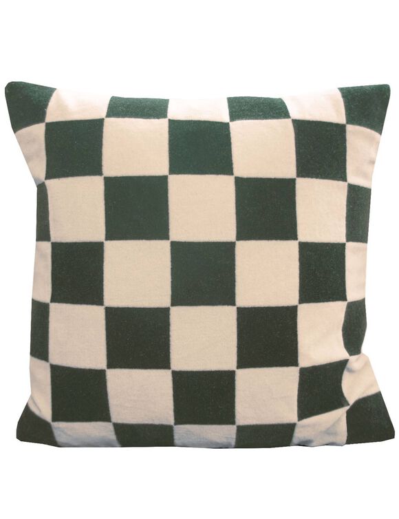 Coussin motif damier  (&eacute;cru / vert)