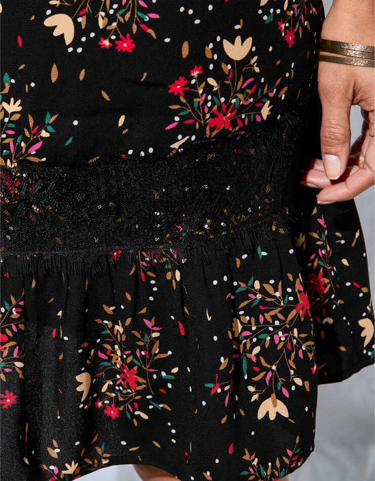 Robe dos lacé imprimée (noir / caramel) Robe dos lacé imprimée (noir / caramel)