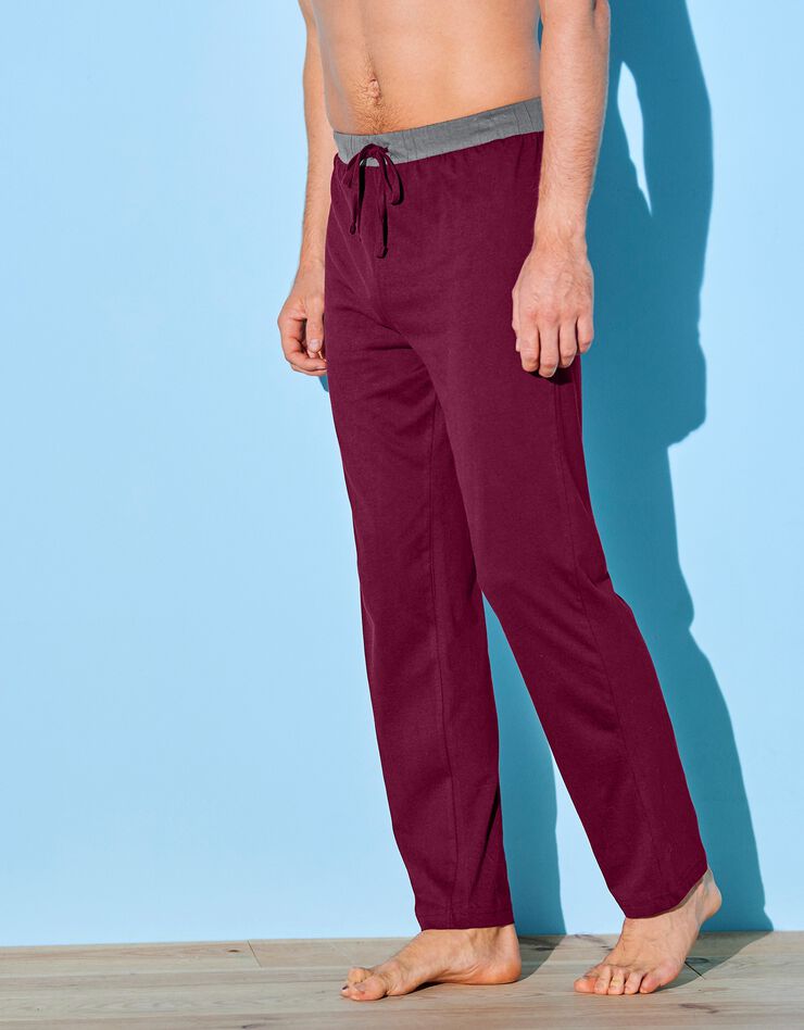 Pantalon pyjama bas droits - lot de 2 (gris + bordeaux) Pantalon pyjama bas droits - lot de 2 (gris + bordeaux)