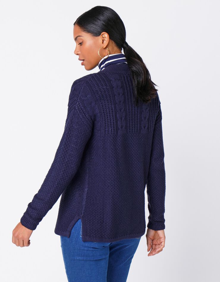 Gilet cape maille fantaisie - fermeture asymétrique (marine) Gilet cape maille fantaisie - fermeture asymétrique (marine)