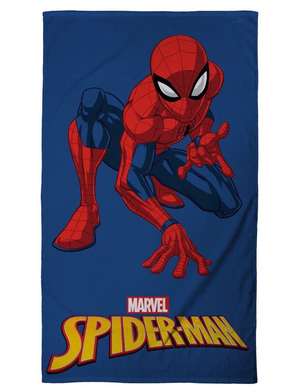 Drap de plage enfant Spider-Man éponge velours coton - 320g/m2 (bleu)