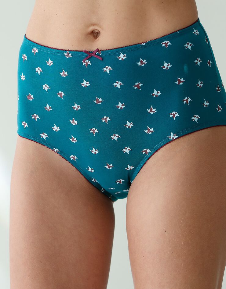 Culotte maxi coton imprimé "fleur de lys" - lot de 4 (émeraude / bordeaux) Culotte maxi coton imprimé "fleur de lys" - lot de 4 (émeraude / bordeaux)