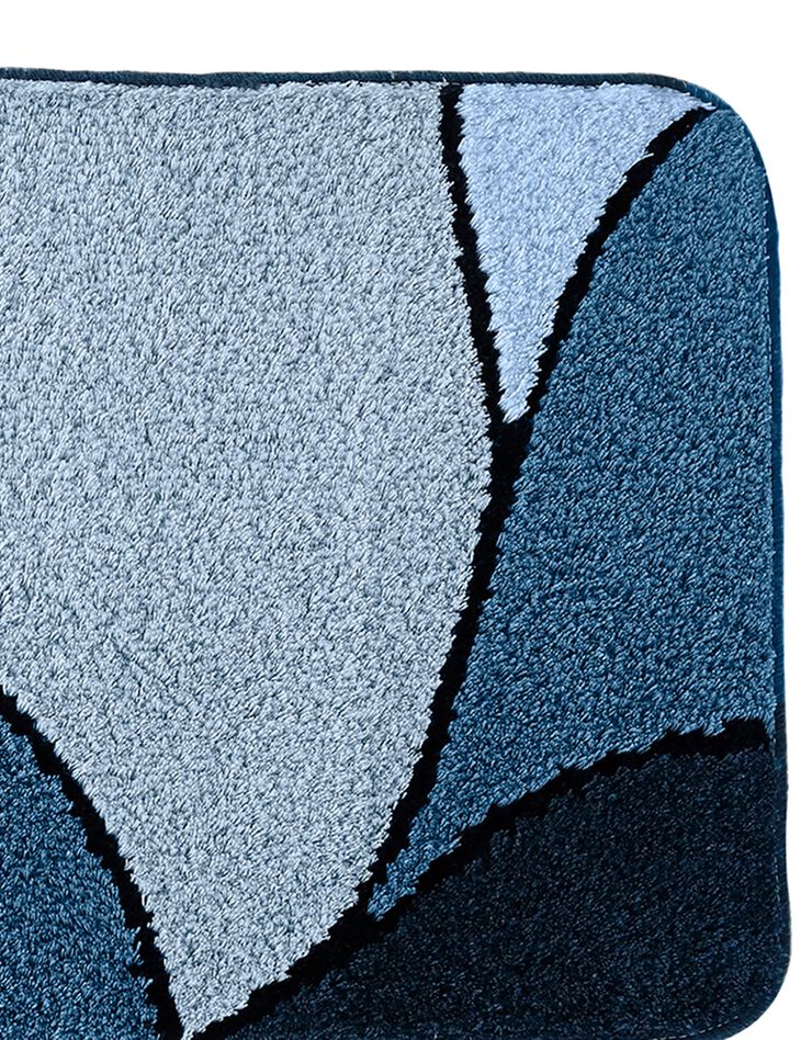 Tapis de bain motif végétal (bleu)