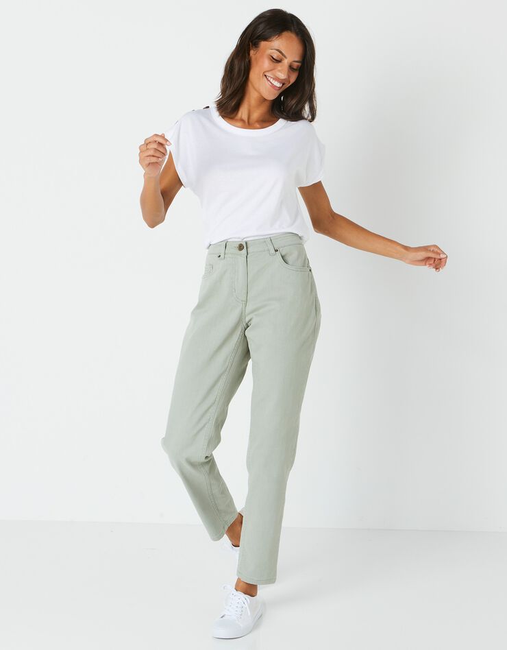 Jean stretch coupe mom couleur, spécial petites (kaki clair) Jean stretch coupe mom couleur, spécial petites (kaki clair)