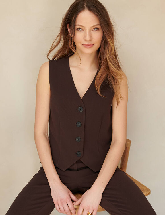 Gilet sans manches, uni (chocolat)