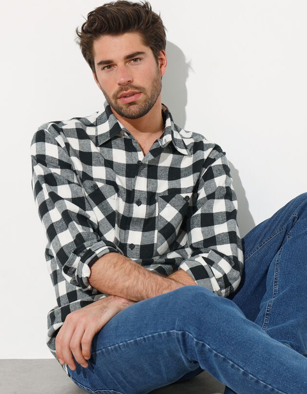 Chemise carreaux écossais flanelle (noir / blanc)