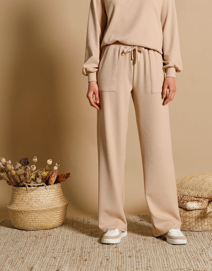 Pantalon large maille côtelée (noisette) Pantalon large maille côtelée (noisette)