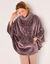 Poncho maille polaire texturée, col montant (taupe)