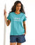 T-shirt manches courtes, imprim&eacute; palmiers devant (c&eacute;ladon / blanc)