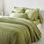 Linge de lit uni coton (vert olive)