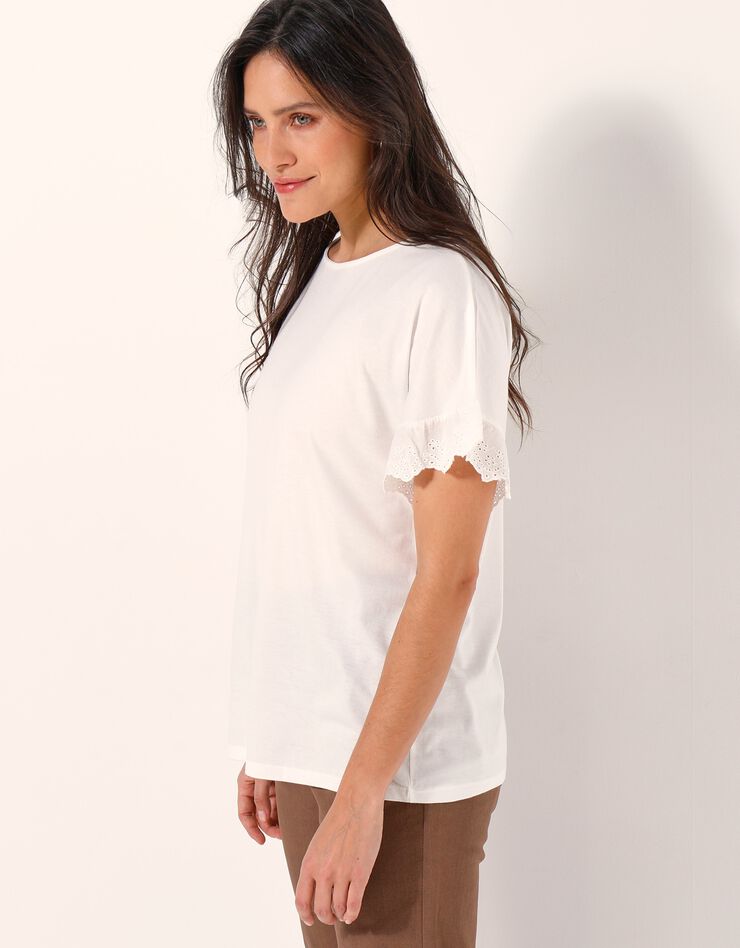 Tee-shirt "boîte" manches courtes brodées (écru) Tee-shirt "boîte" manches courtes brodées (écru)