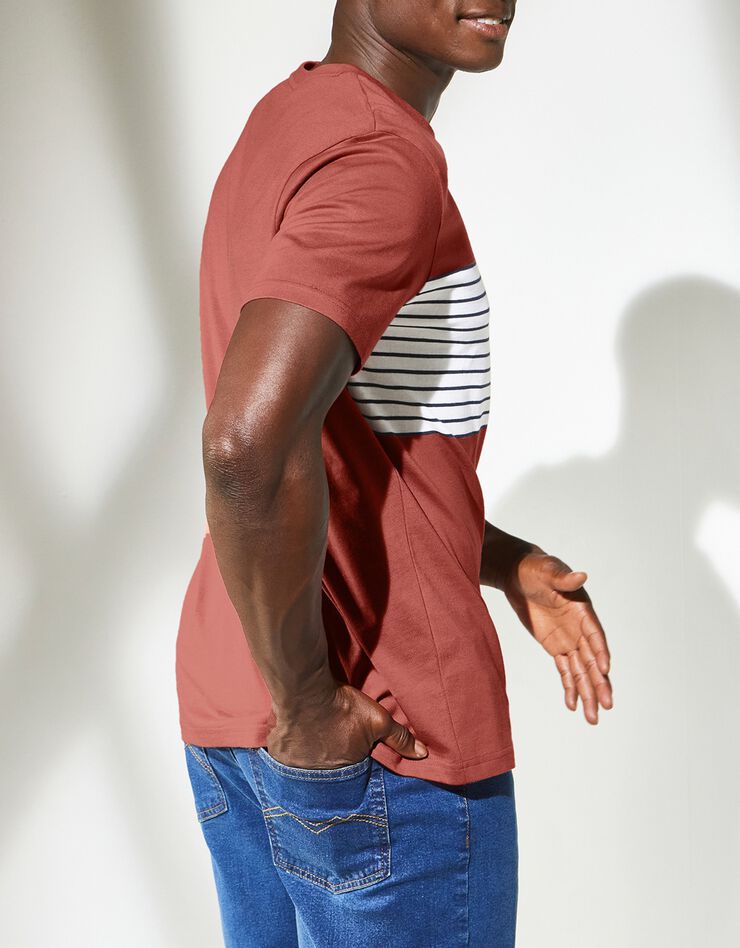 Tee-shirt rayé manches courtes (brique) Tee-shirt rayé manches courtes (brique)