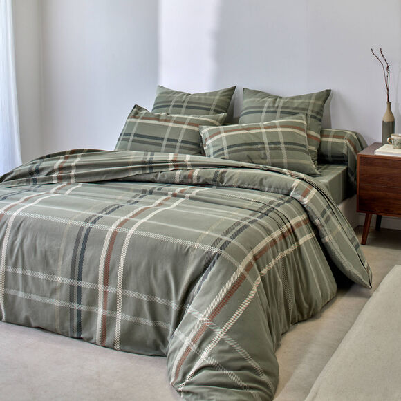 Linge de lit Karl imprimé écossais, en coton  (vert)