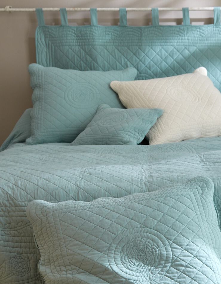 Tête de lit unie coton style boutis Cassandre (vert)
