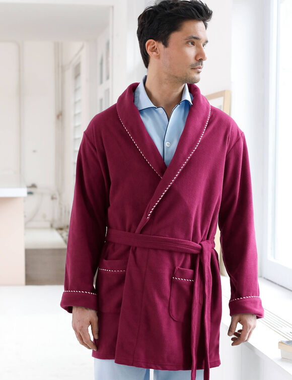 Robe de chambre courte maille polaire (bordeaux)