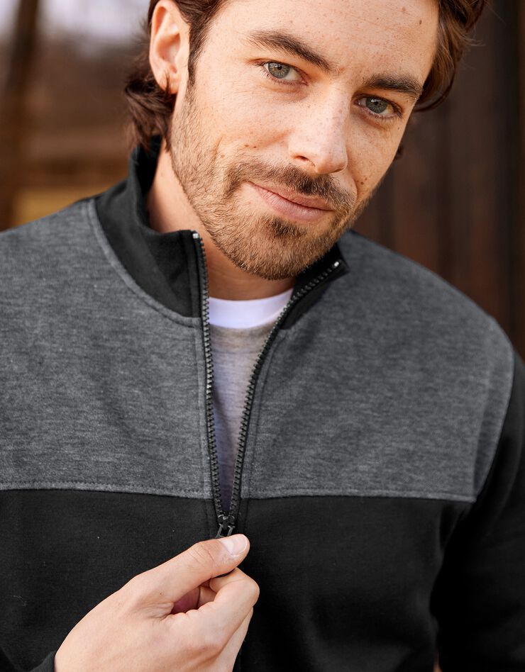 Veste molleton zippée (noir / anthracite)
