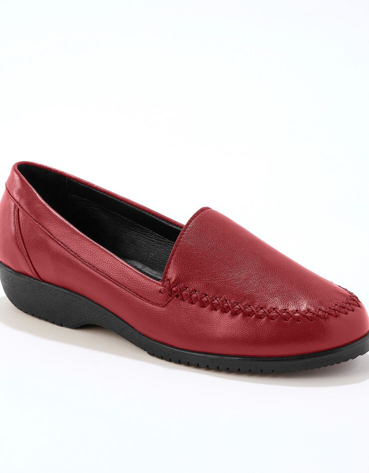 Mocassins largeur confort en cuir souple - uni (bordeaux) Mocassins largeur confort en cuir souple - uni (bordeaux)