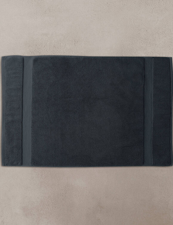 Tapis de bain &eacute;ponge liteau reli&eacute;f&eacute; confort premium (carbone)